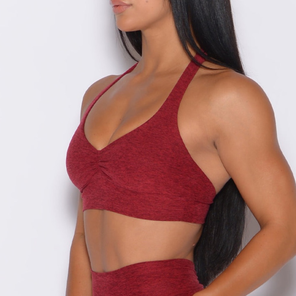 Bombshell Sportswear Backless Bra in Garnet Red